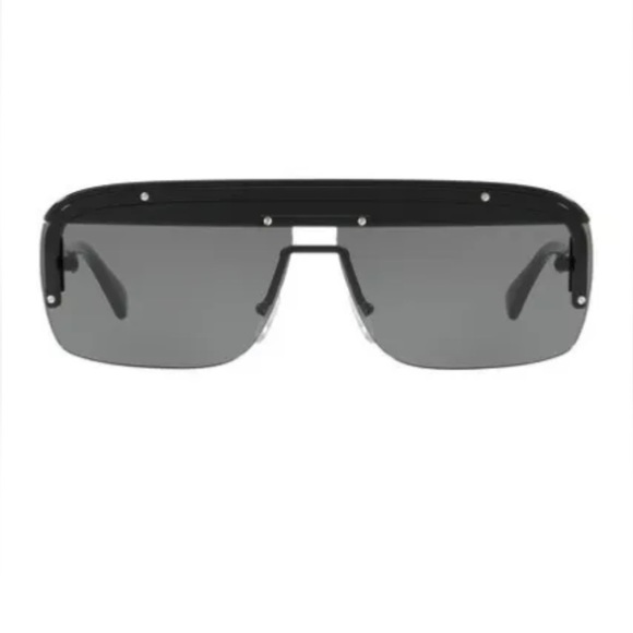$400 Prada Modified Aviator Sunglasses Black Frame Gray Smoke Lens 145mm Temple main image 13